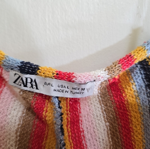 Zara Retro Rainbow Knit Wide-leg Jumpsuit with Side Cutouts Large - Picture 9 of 10